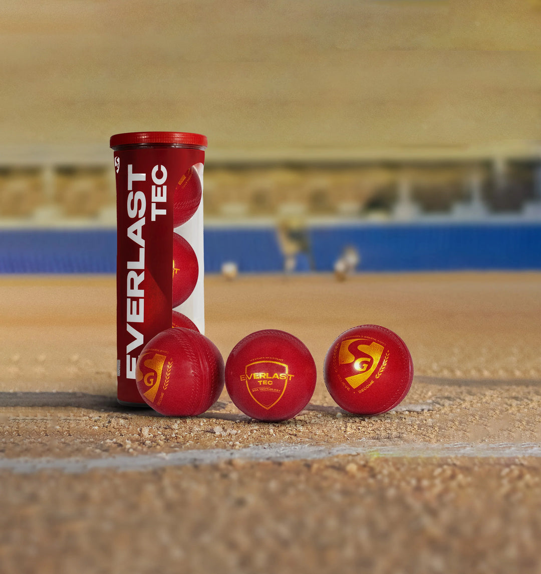 SG Everlast Tec Cricket Ball Red Pack of 3 @ Front View