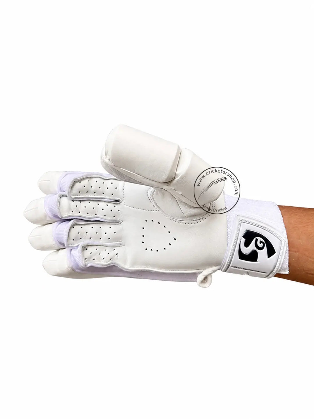 SG HP 33 White Cricket Batting Gloves Adult Size @ Right Front View