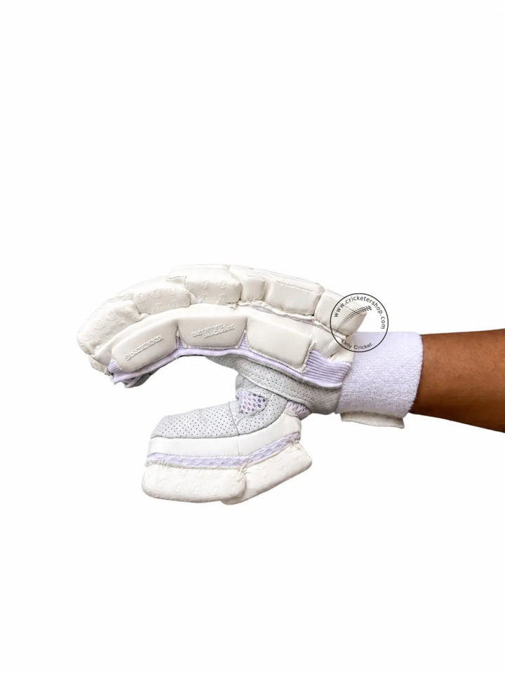 SG Hilite White Cricket Batting Gloves Adult Size @ Side View 