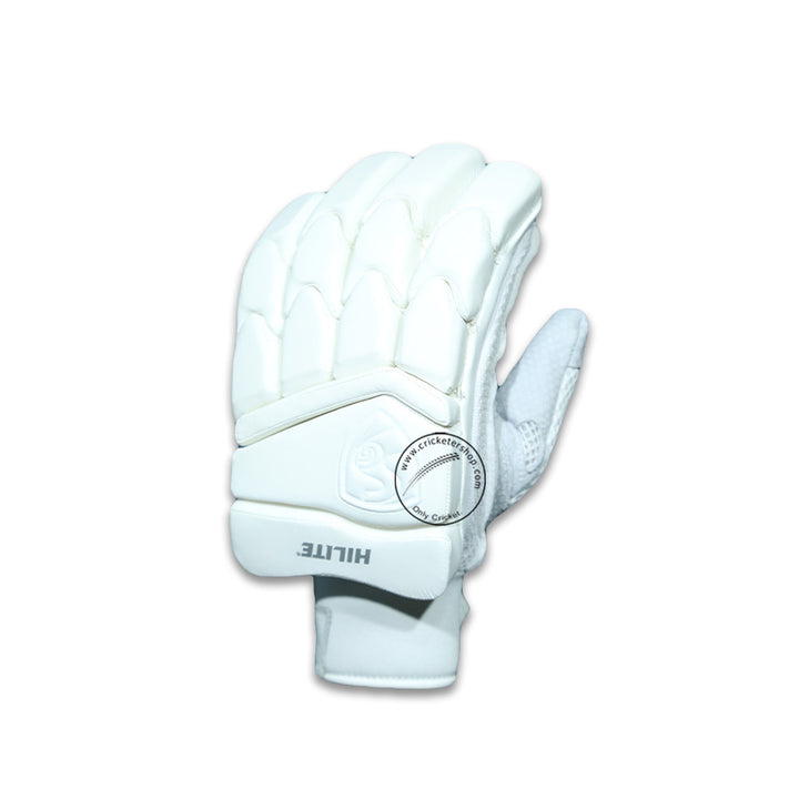 SG Hilite White Cricket Batting Gloves Mens Size Right and Left Handed @ Left back View