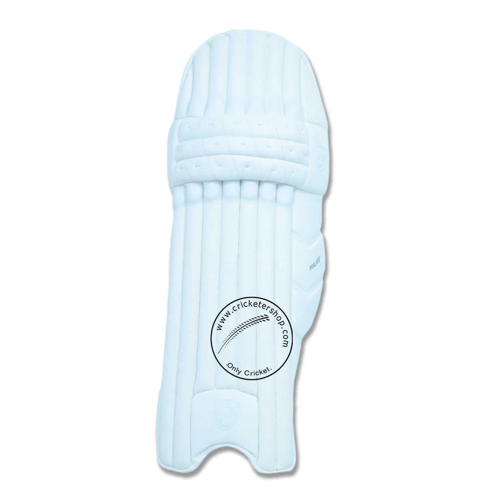 SG Hilite White Cricket Batting Leg Guard Pads Mens Size @Front View