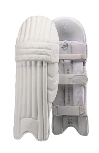 SG Hilite White Cricket Batting Leg Guard Pads Mens Size@front view 1