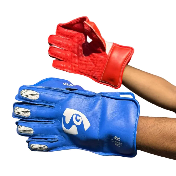SG KLR 1 Wicket Keeping Gloves Size Adult Blue Red@front view