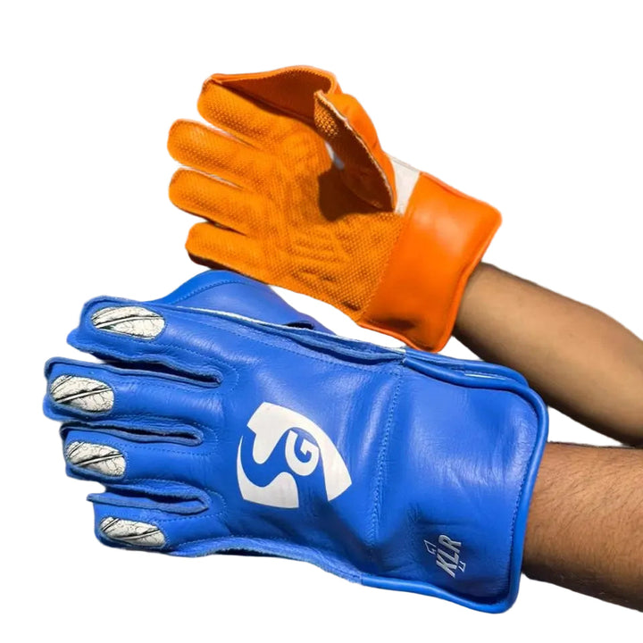 SG Klr 1 Wicket Keeping Gloves Size Adult Blue Orange@front view