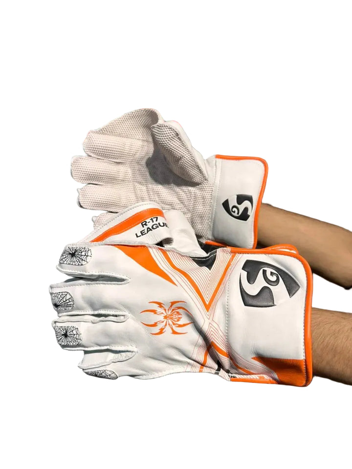 SG RP 17 League Wicket Keeping Gloves Size Adult@front view