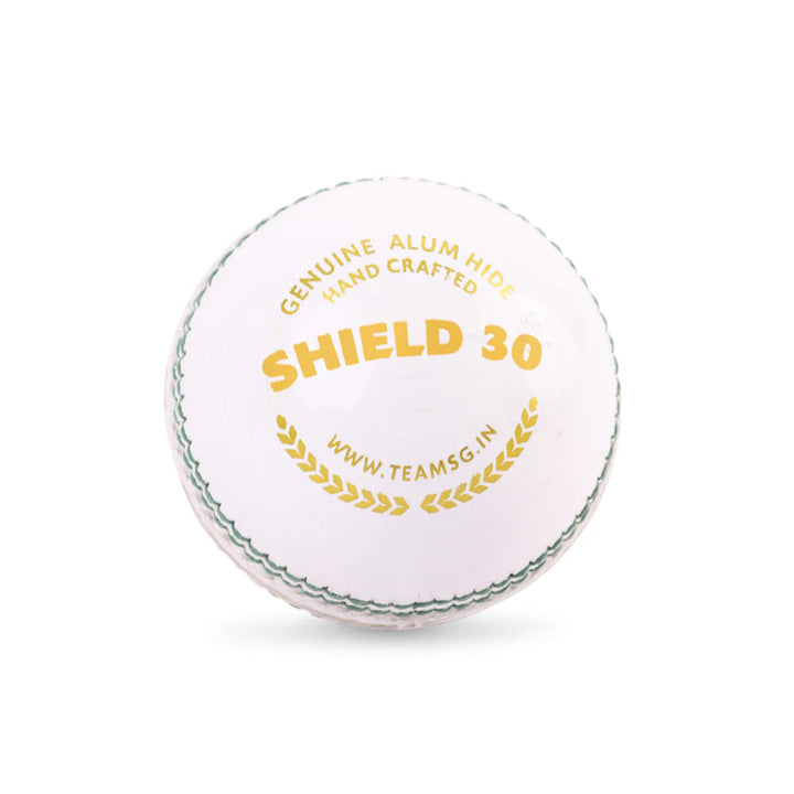 SG Shield 30 Cricket Ball colour White@front view