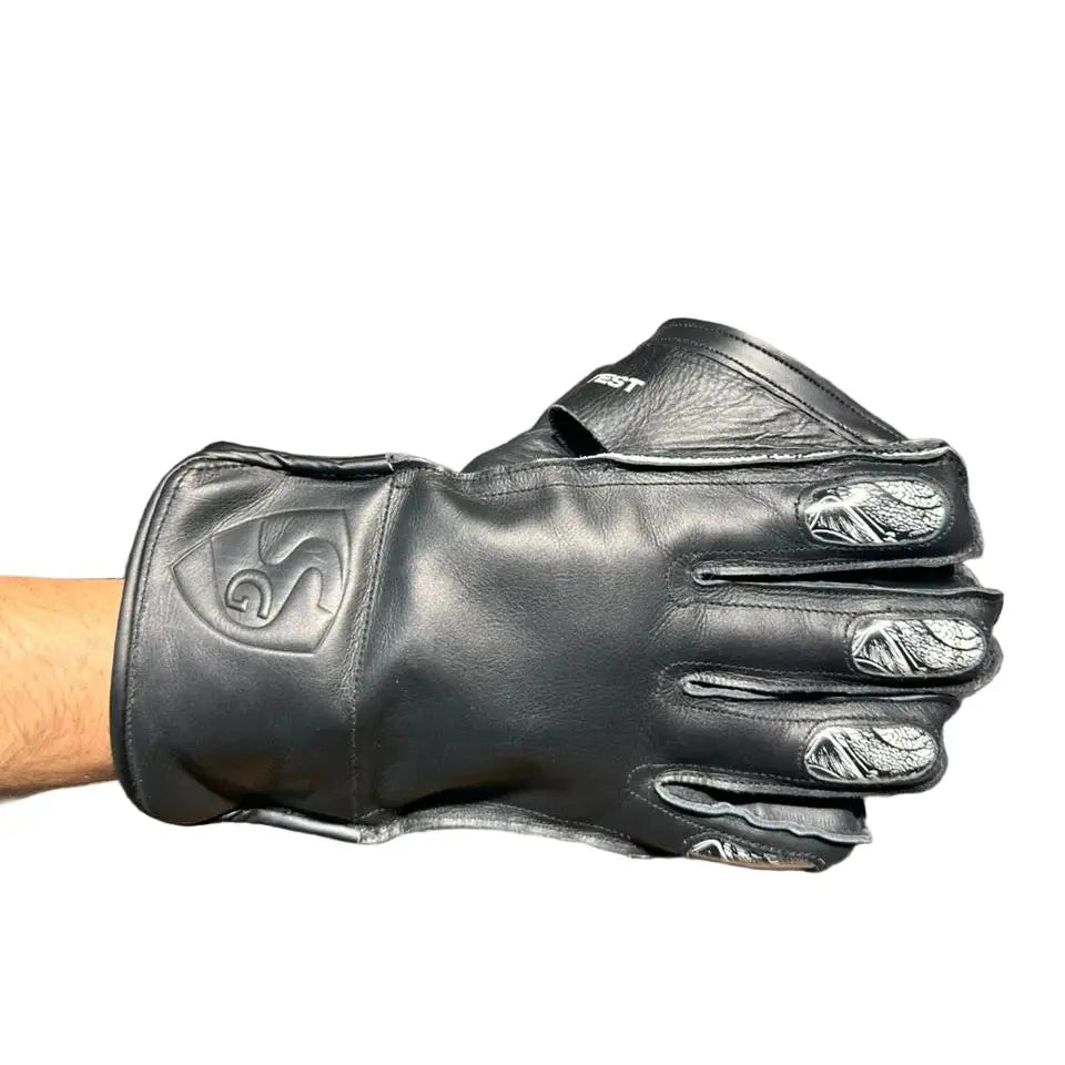 SG Test Black Wicket Keeping Gloves @ Right Back View