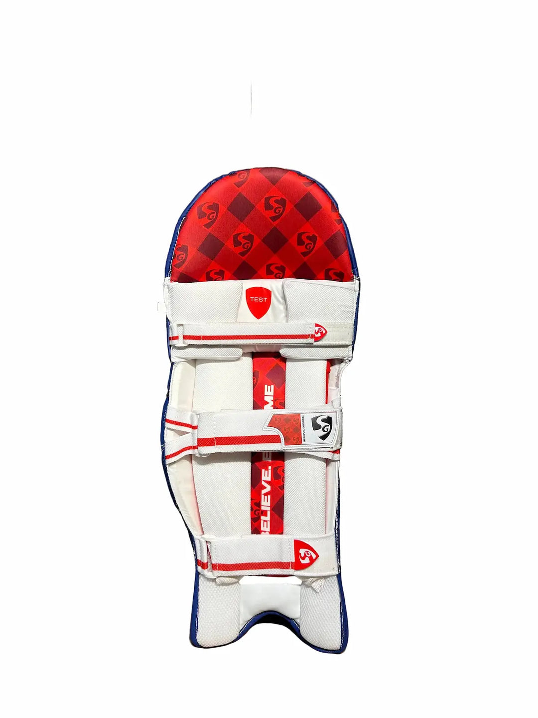 SG Test Blue Colored Cricket Batting Leg Guard Pads @ Back View