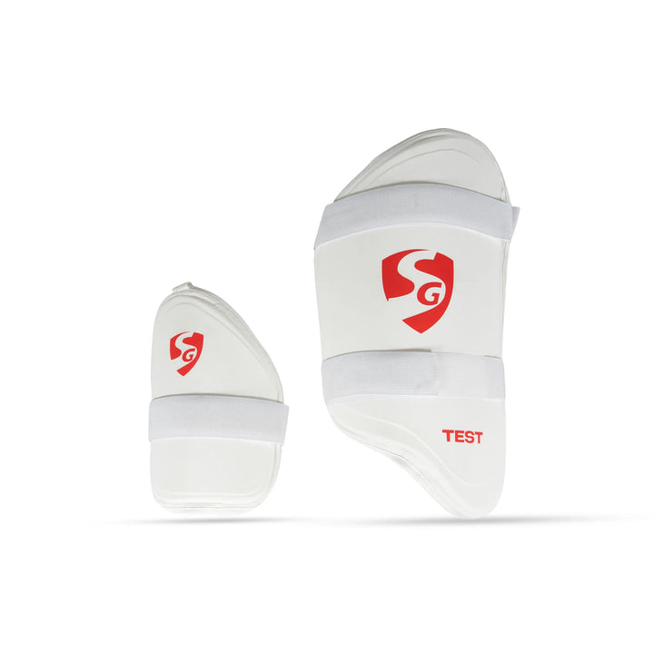 SG Test Cricket Batting Combo Thigh Guard Pad White Men Size@front view