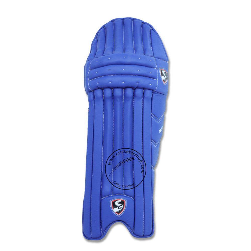 SG Test Navy Blue Colored Cricket Batting Leg Guard Pads @ Front View