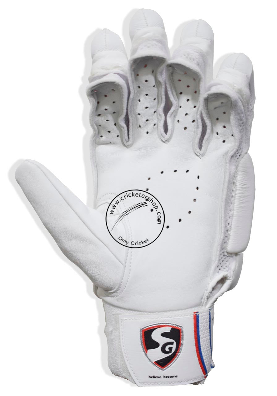 SG Test White Cricket Batting Gloves Mens Size Right and Left Handed @ Left Front View