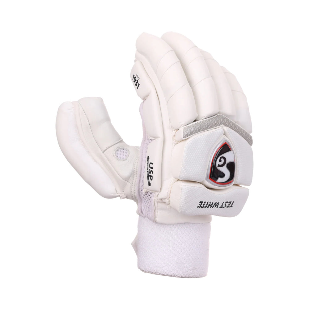 SG Test White Cricket Batting Gloves Mens Size@front view1