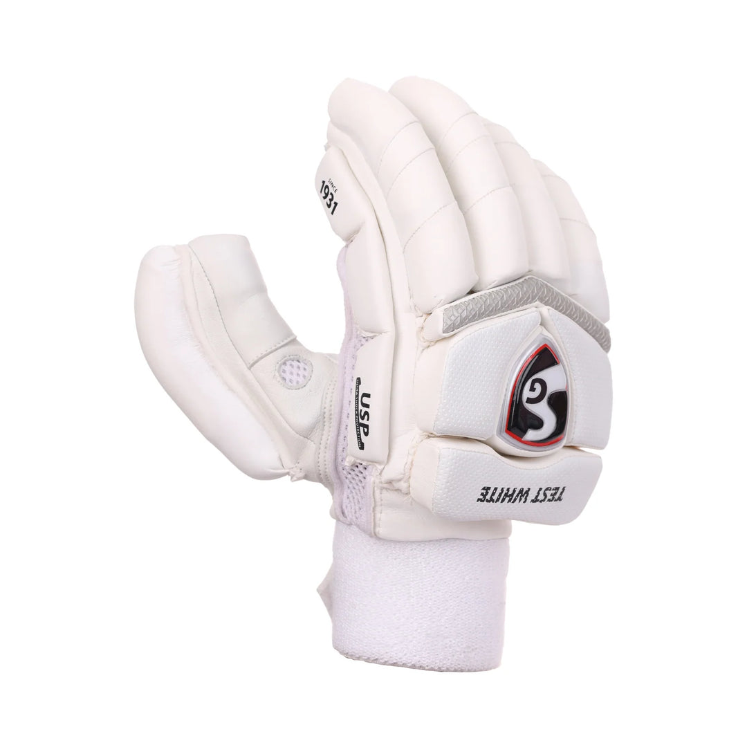 SG Test White Cricket Batting Gloves Mens Size@front view1