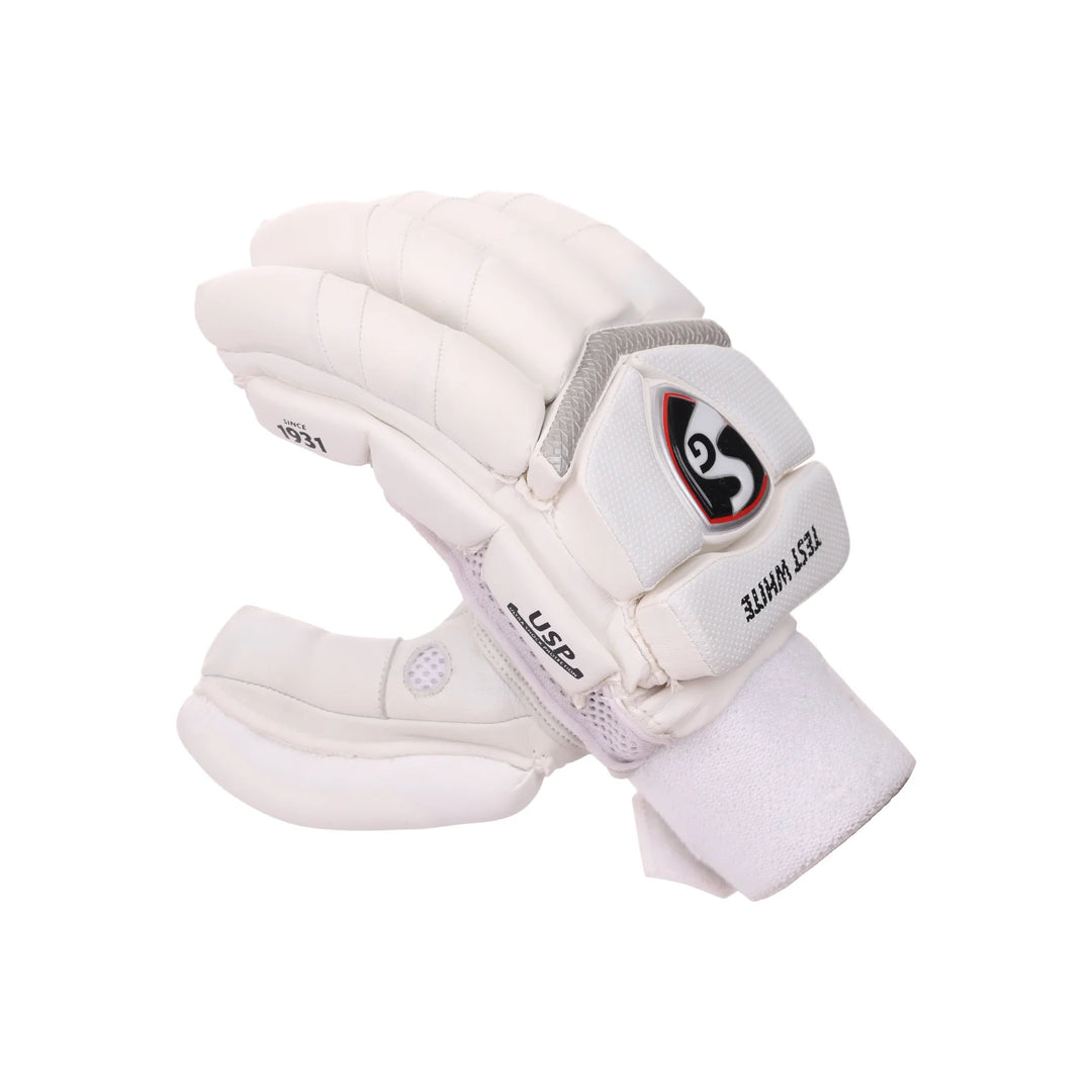SG Test White Cricket Batting Gloves Mens Size@front view2