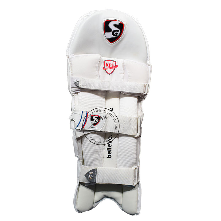 SG Test White Cricket Batting Leg Guard Pads Mens and Junior Sizes Right and Left Handed @Back View