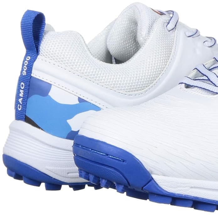 SS Camo 9000 Blue White Cricket Shoes @ Close up View 2
