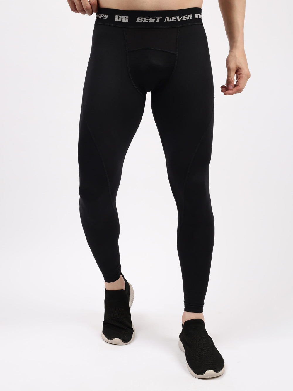 SS Compression Legging Colour Black Size @ Front View 3