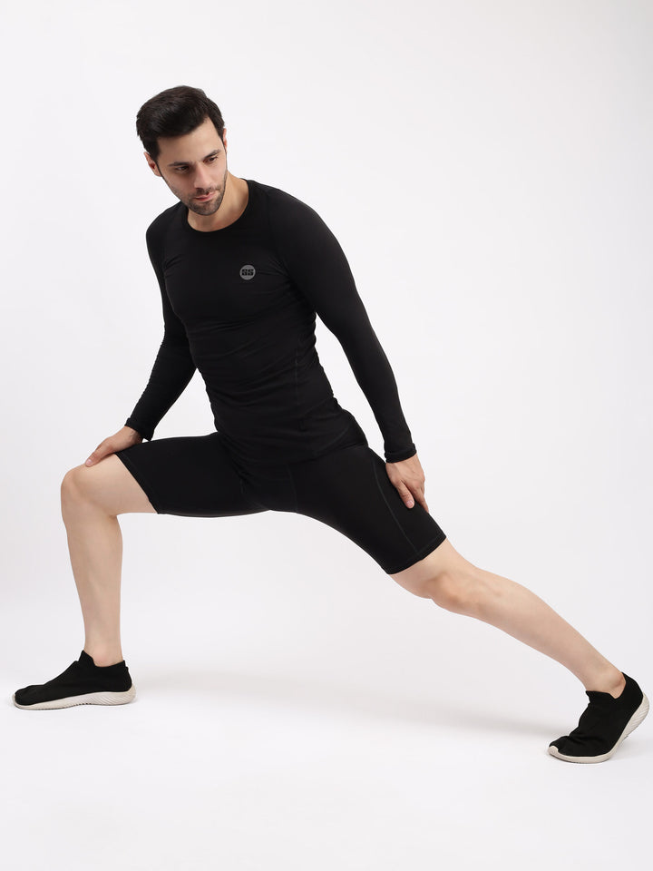 SS Compression Shorts Colour Black Skin Pant @ Front View 3