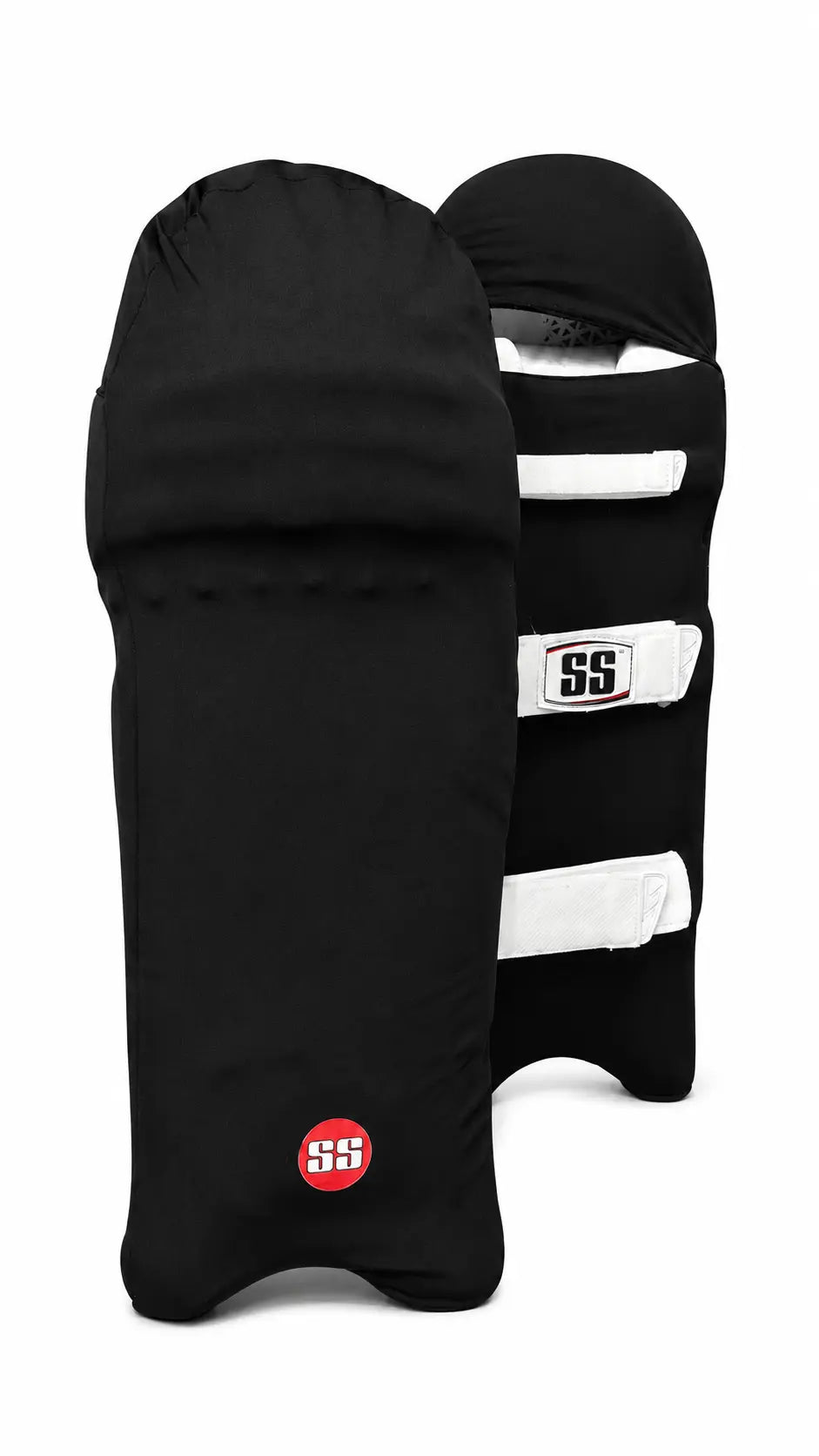 SS Cricket Batting Pads Cover Colored Skins @ Black Front View 2