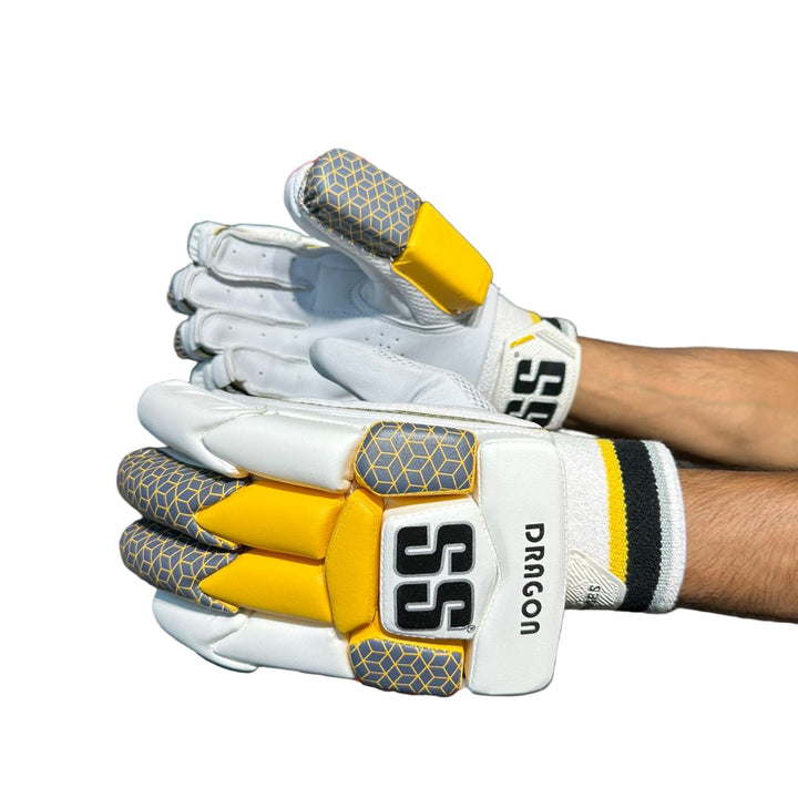 SS Dragon Cricket Batting Gloves Yellow/Black Mens Size@front view5