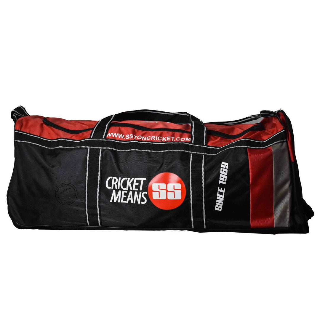 SS Elite Pro Wheel Cricket Kit Bag Black/Red @ Side View