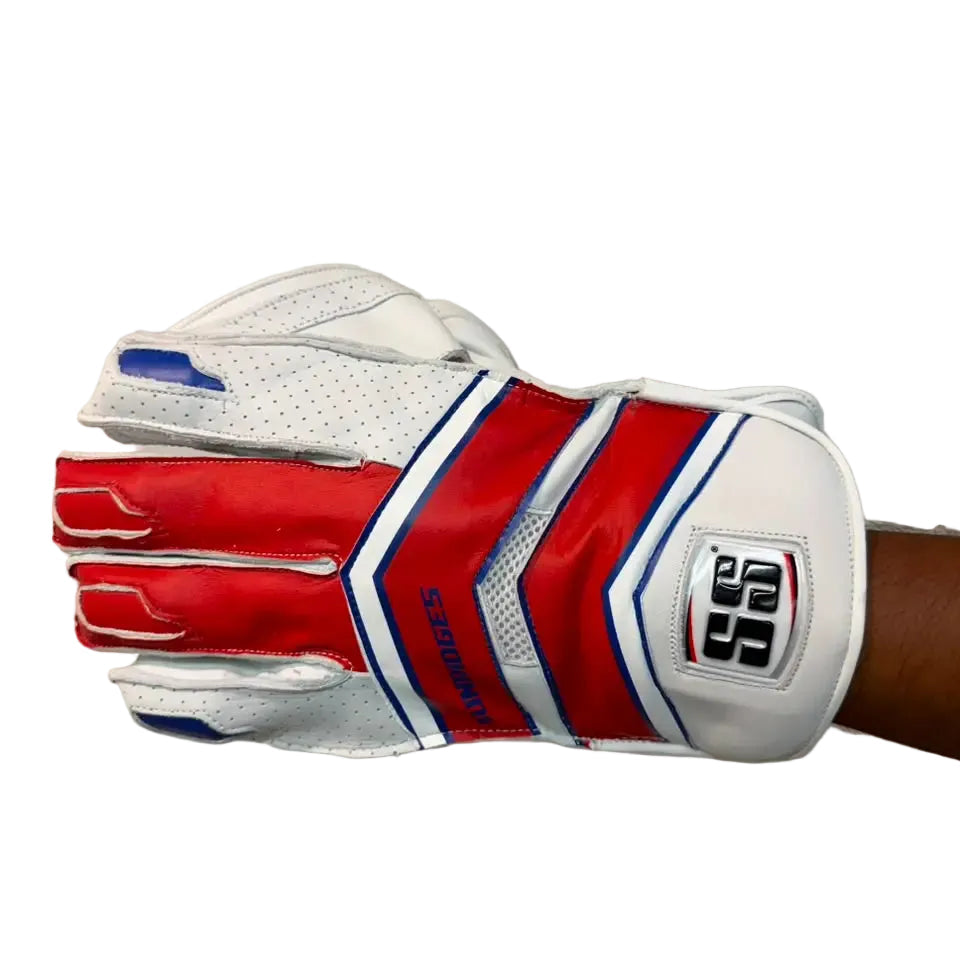 SS Falcon Cricket Wicket Keeping Gloves Mens Size @ Left Back View Red