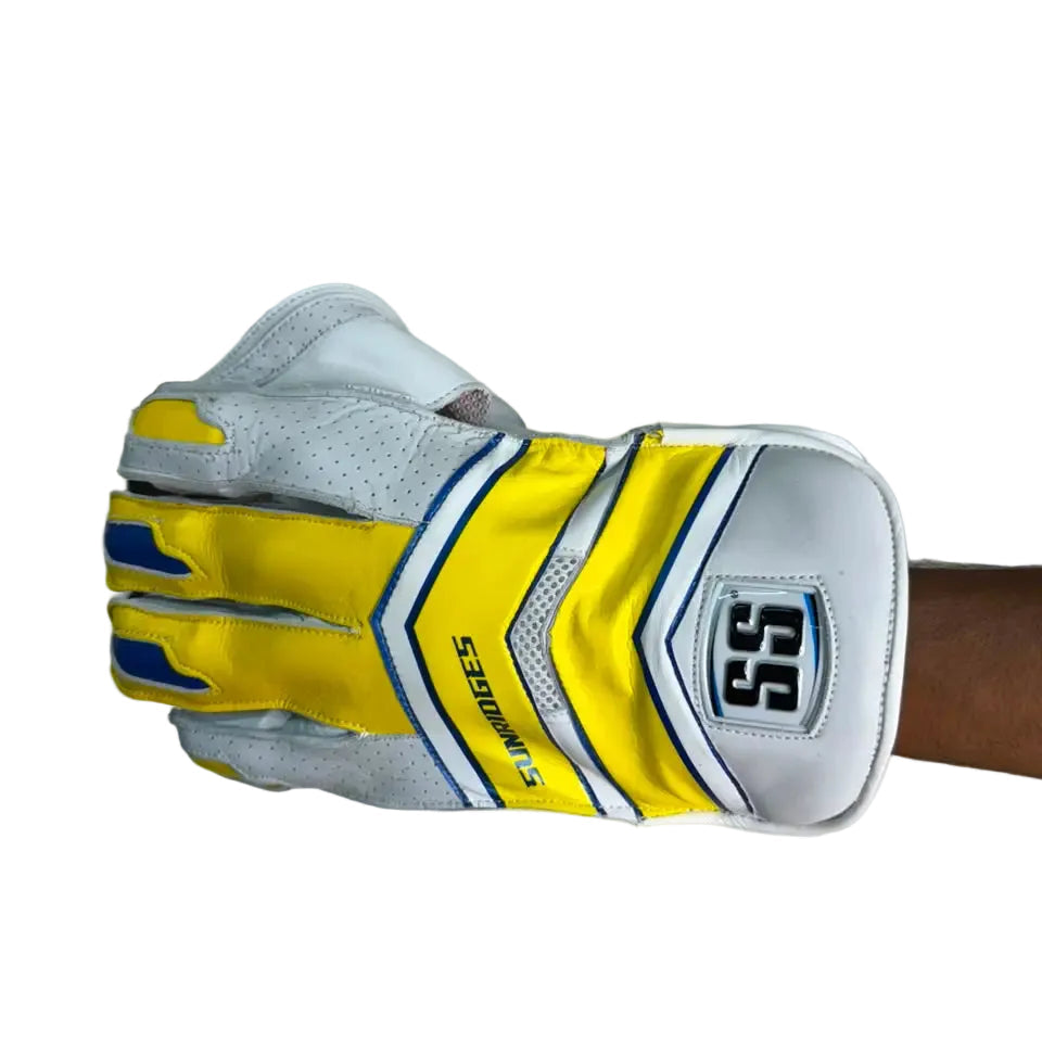 SS Falcon Cricket Wicket Keeping Gloves Mens Size @ Left Back Yellow
