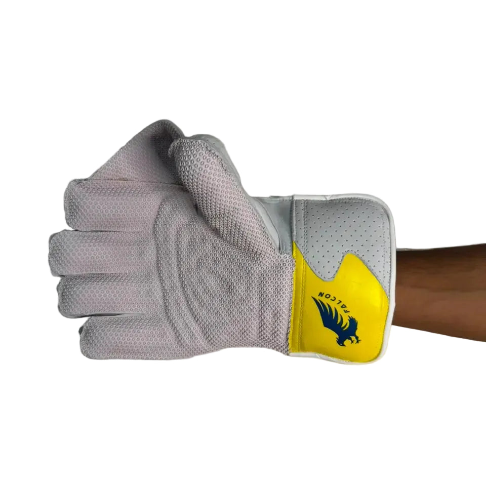 SS Falcon Cricket Wicket Keeping Gloves Mens Size @ Right Front Yellow