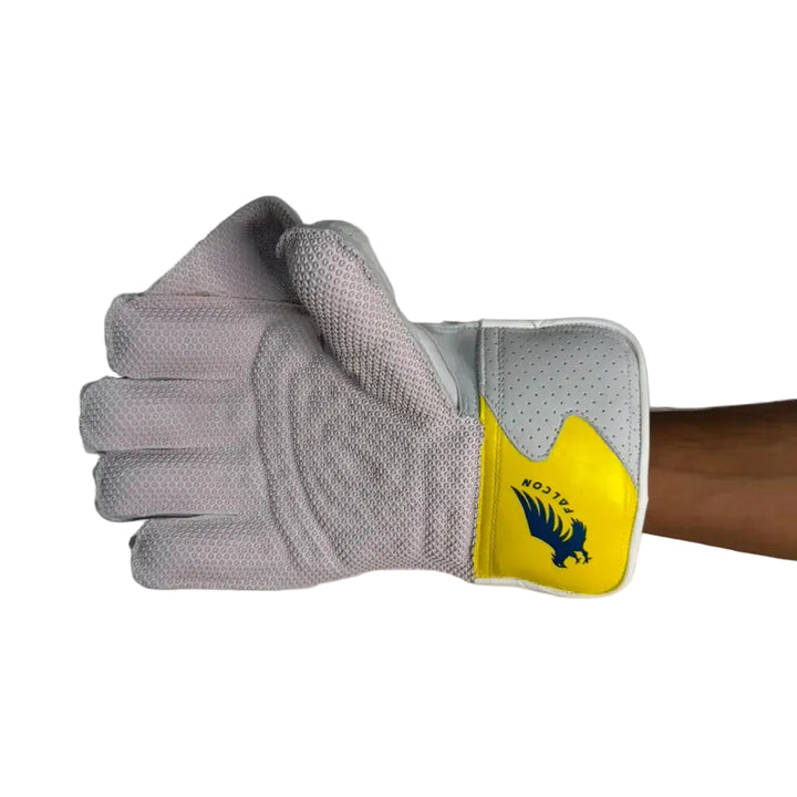 SS Falcon Cricket Wicket Keeping Gloves Mens Size @ Right Front Yellow