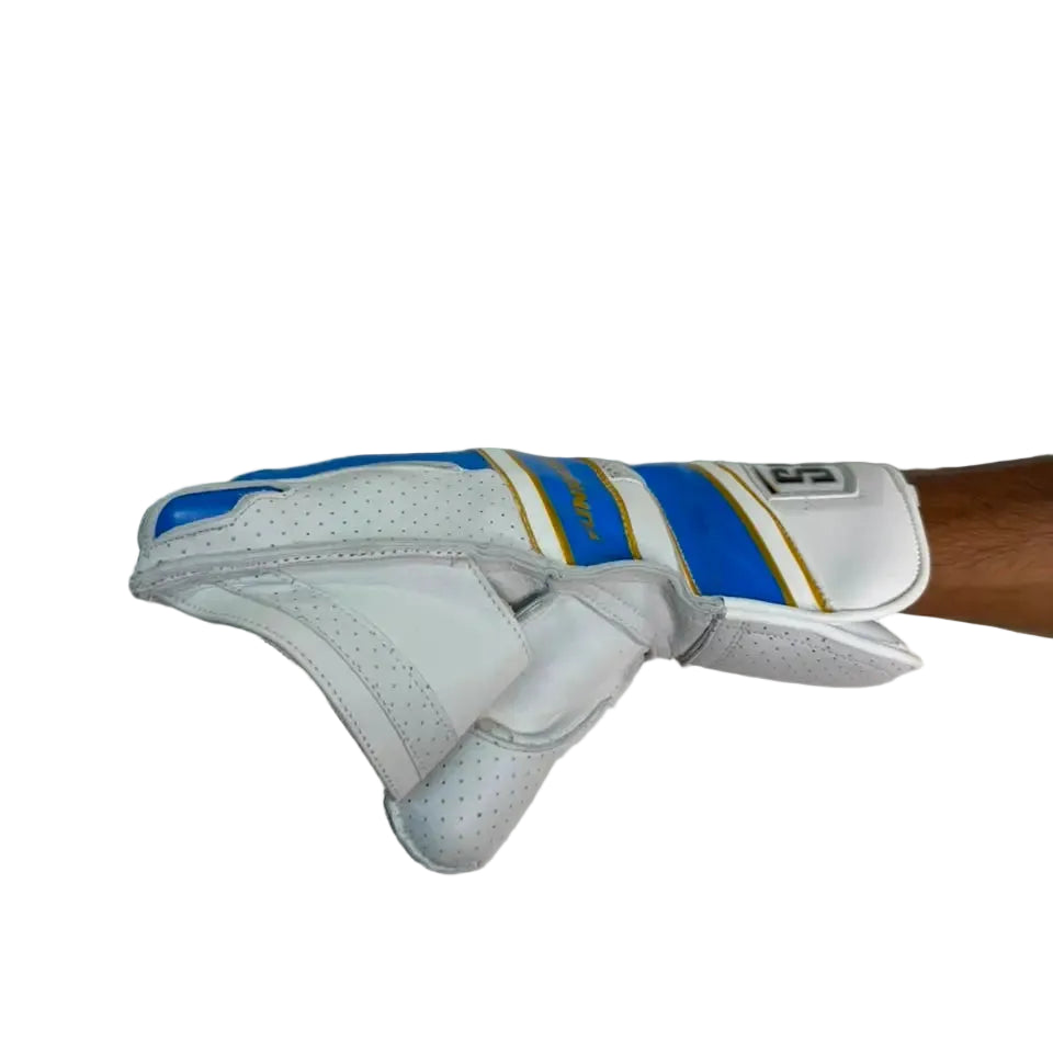 SS Falcon Cricket Wicket Keeping Gloves Mens Size @ Side View Blue