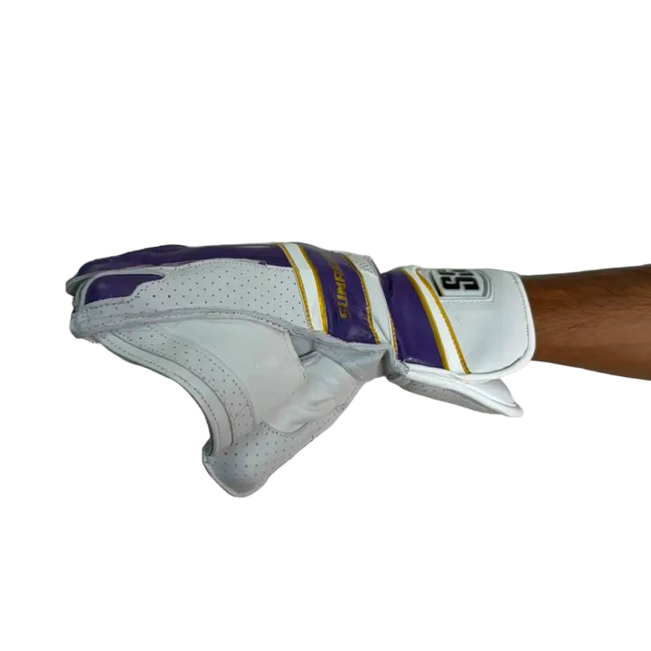 SS Falcon Cricket Wicket Keeping Gloves Mens Size @ Side View Purple