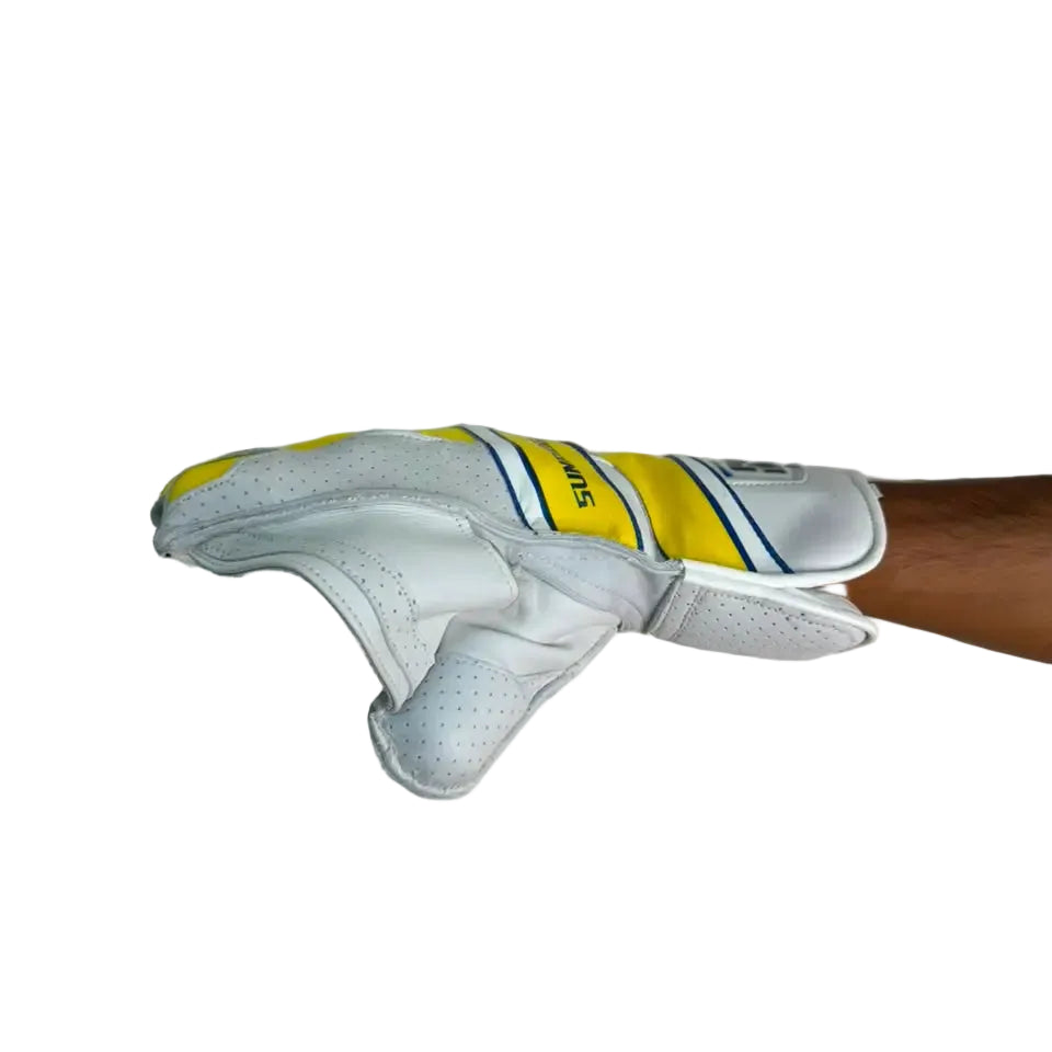 SS Falcon Cricket Wicket Keeping Gloves Mens Size @ Side View Yellow