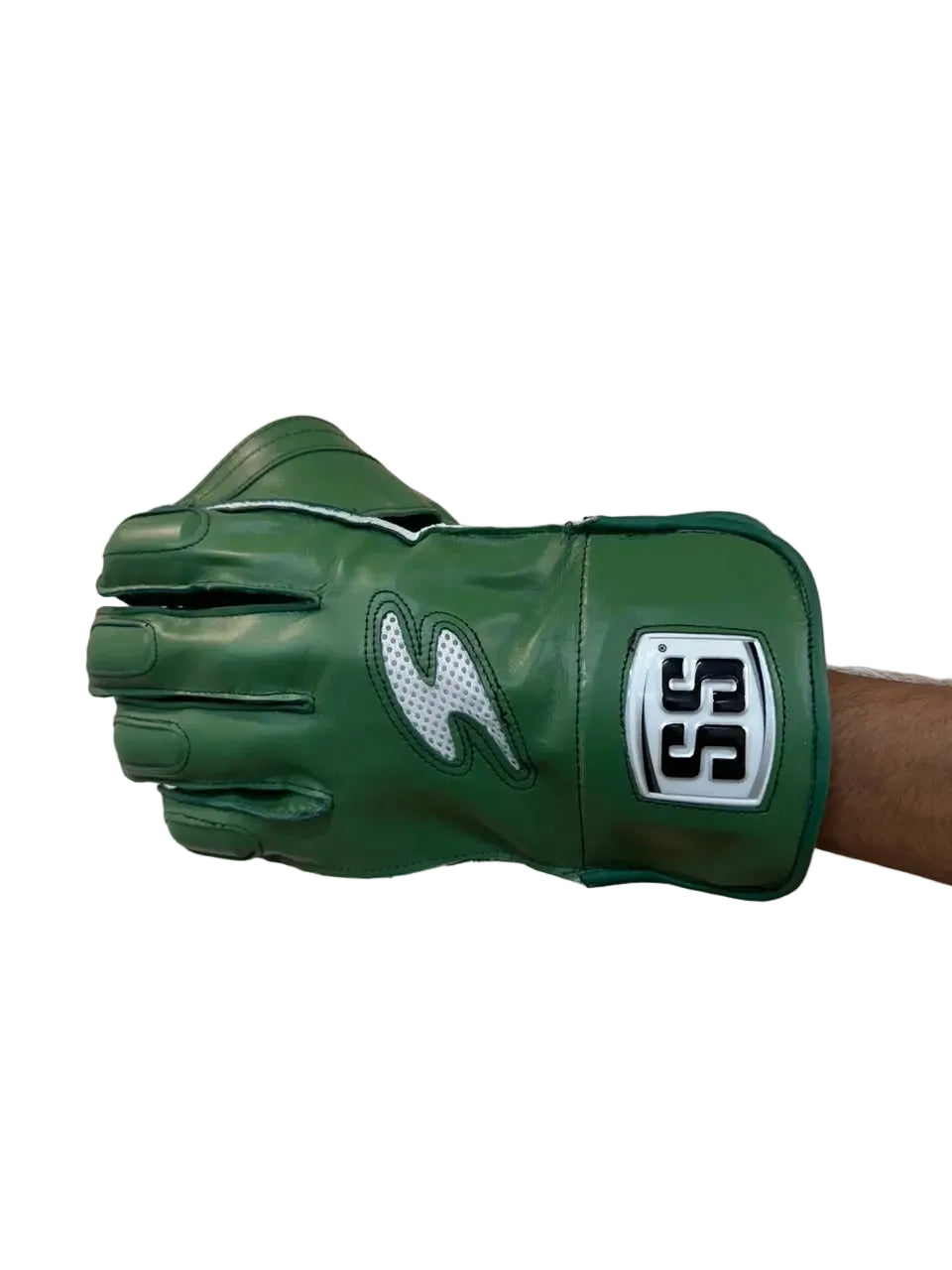 SS Players Green Cricket Wicket Keeping Gloves Mens Size@front view1