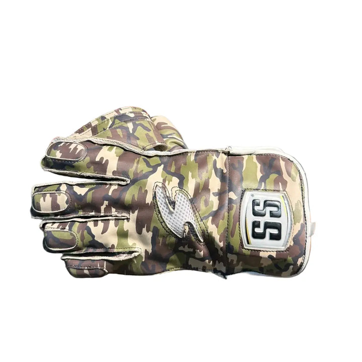 SS Players Series Camo Cricket Wicket Keeping Gloves Mens @ Left Back View