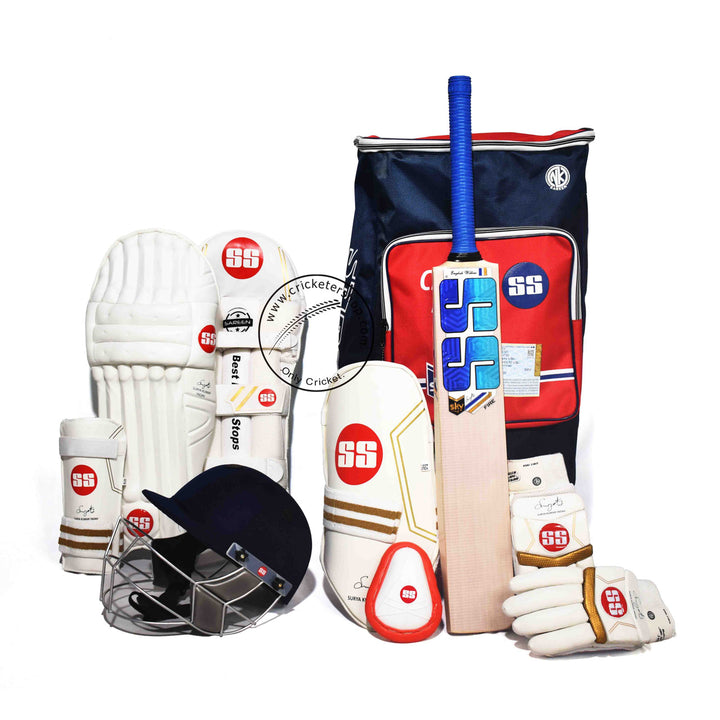 SS SKY Full Complete Cricket Kit with English Willow Bat Size @ Kit View