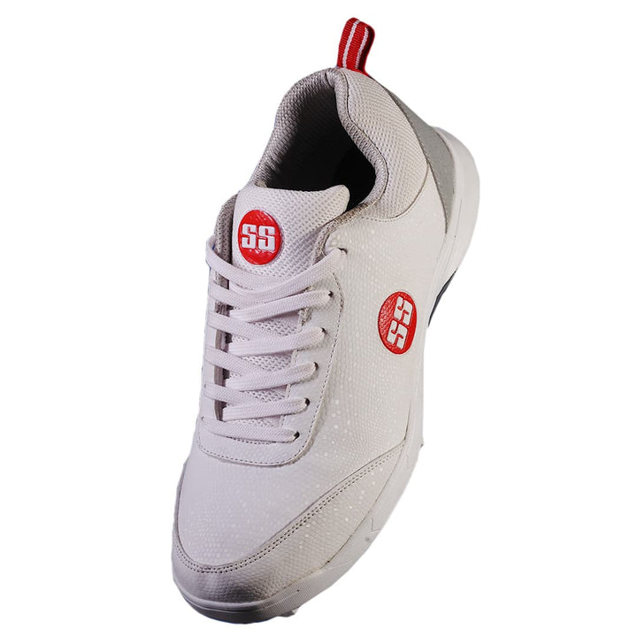 SS Slasher White Gray Cricket Shoes @ Front View