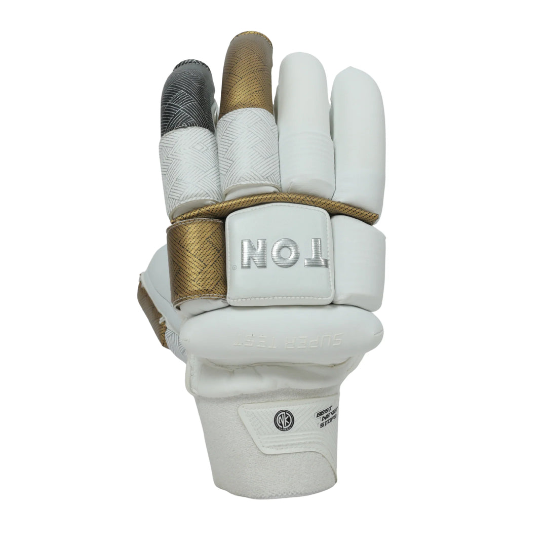 SS Super Test White New Cricket Batting Gloves @ Left Back View