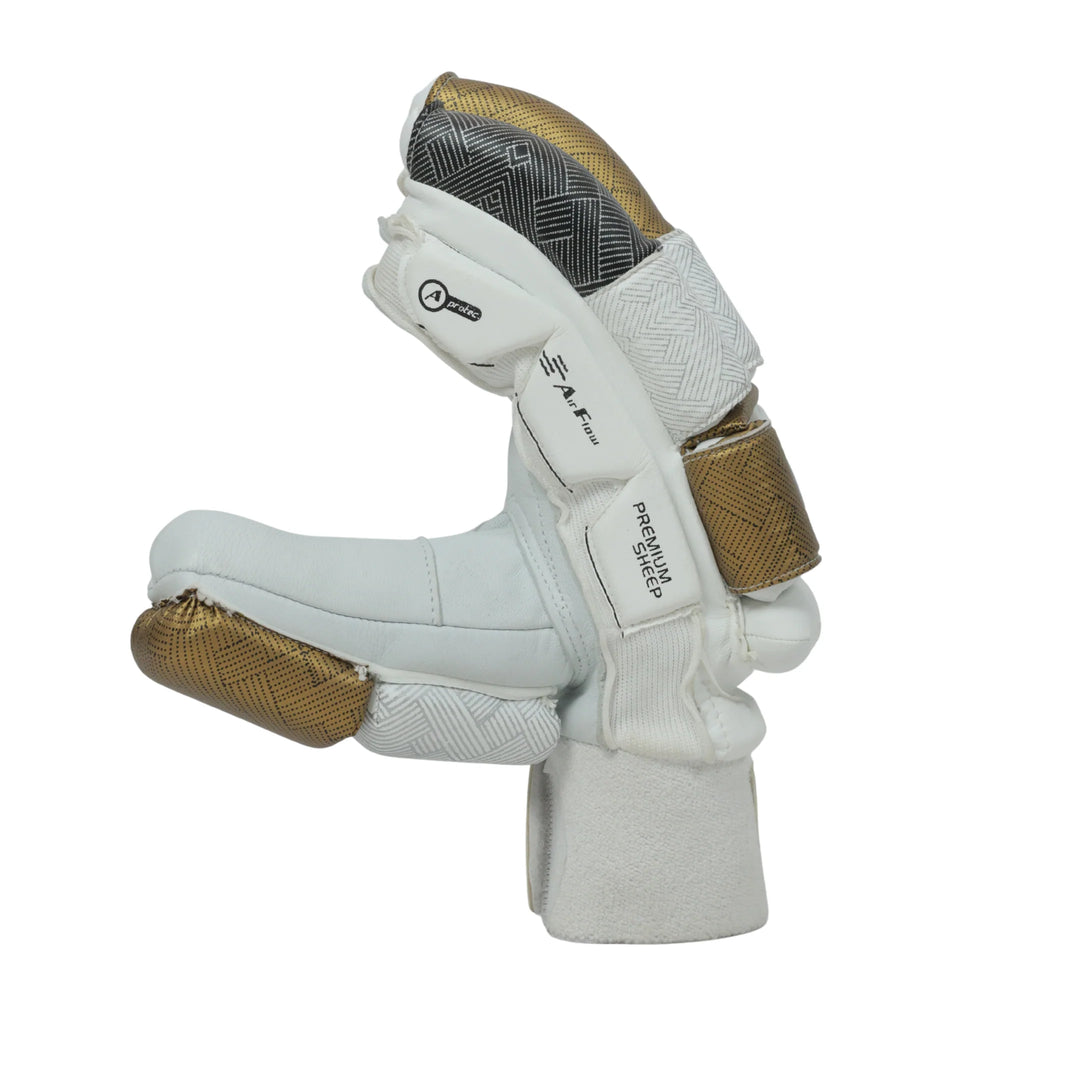 SS Super Test White New Cricket Batting Gloves @ Side View