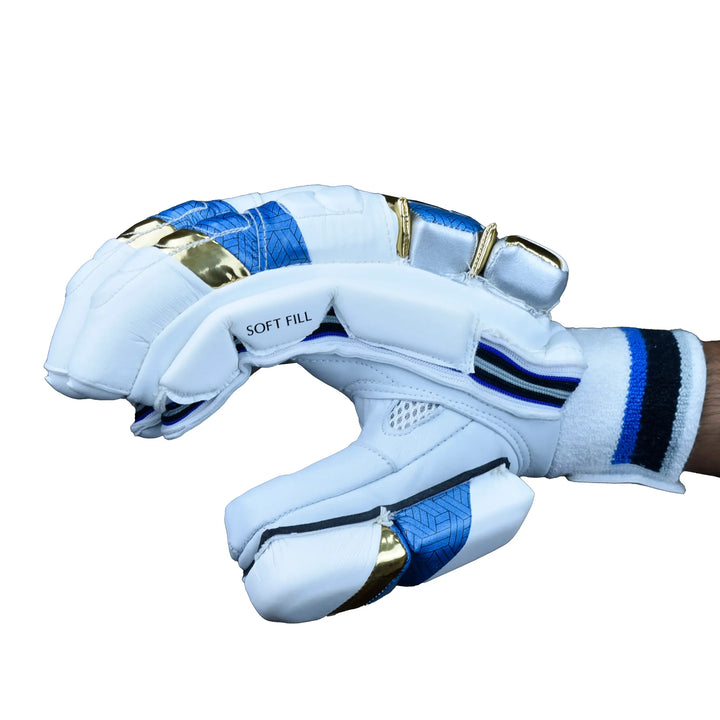 SS Super Test White Teal Gold Cricket Batting Gloves Mens@front view8