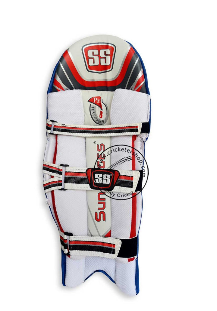 SS Test Opener Blue Coloured Cricket Batting Leg Guard Pads Mens Size @Back View