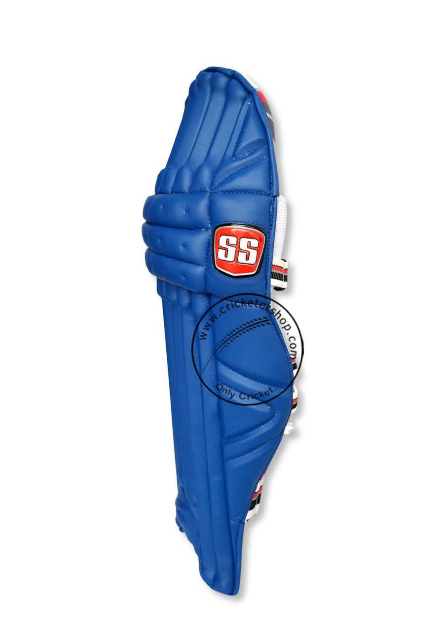 SS Test Opener Blue Coloured Cricket Batting Leg Guard Pads Mens Size @Side View