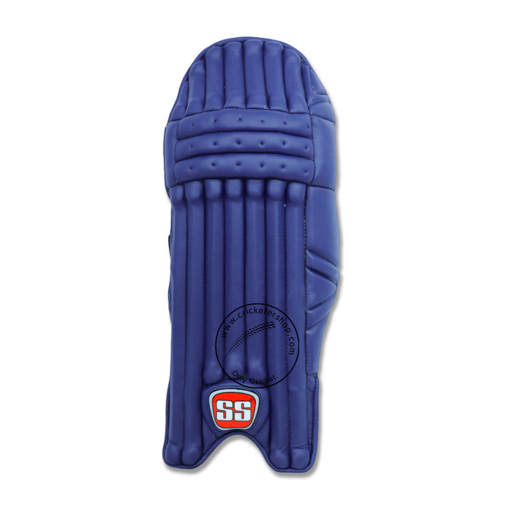 SS Test Opener Navy Blue Coloured Cricket Batting Leg Guard Pads Youth Size @ Front View