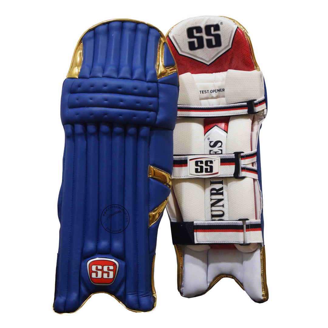 SS Test Opener Navy Blue Gold Coloured Cricket Batting Leg Guard Pads Mens Size @ Composite View