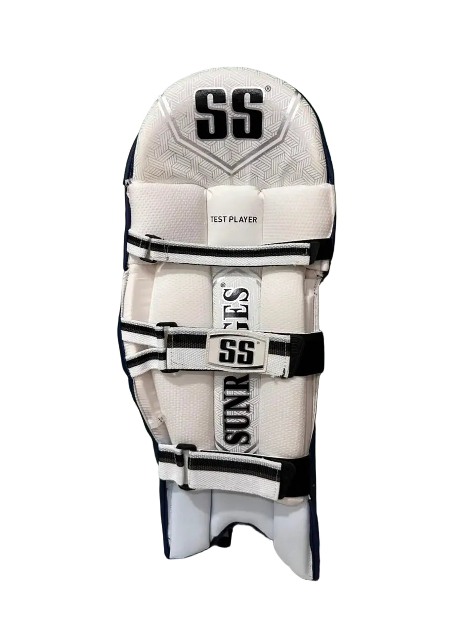 SS Test Player Navy Blue Cricket Batting Leg Guard Pads@front view2