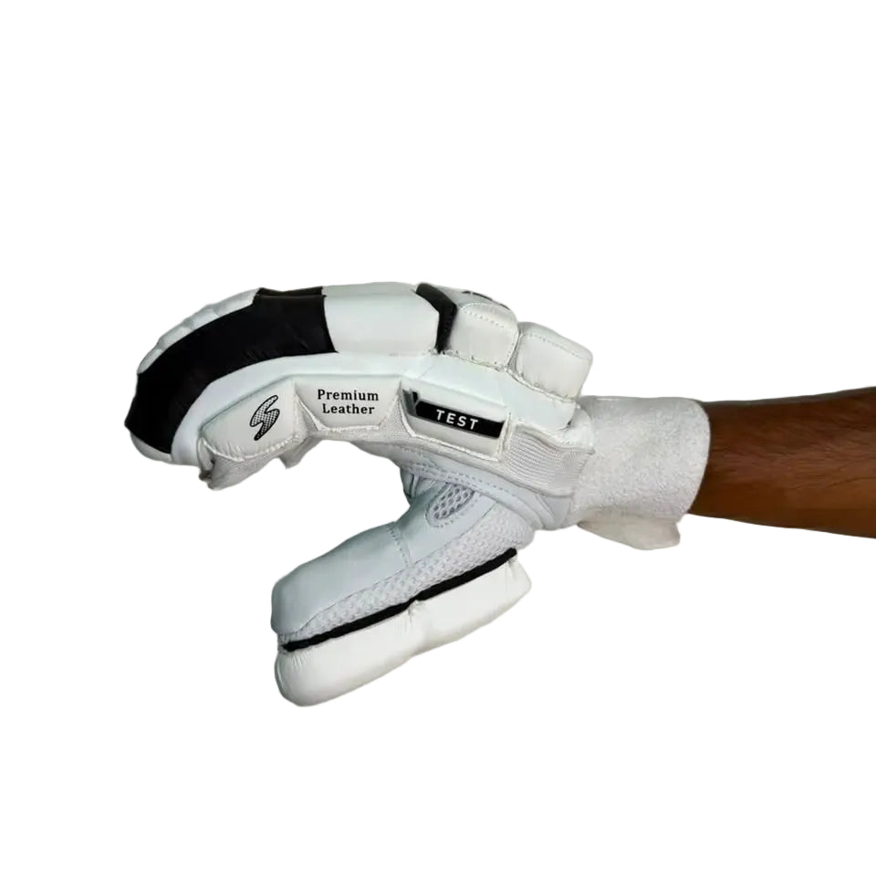 SS Test Player White Cricket Batting Gloves Mens Size @ Side View 2