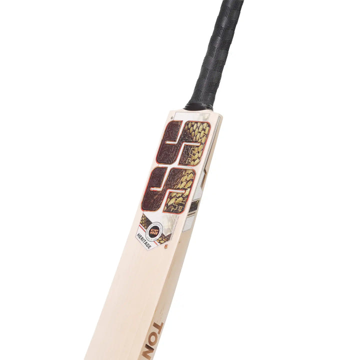 SS Ton Heritage English Willow Cricket Bat Size SH @ Face View