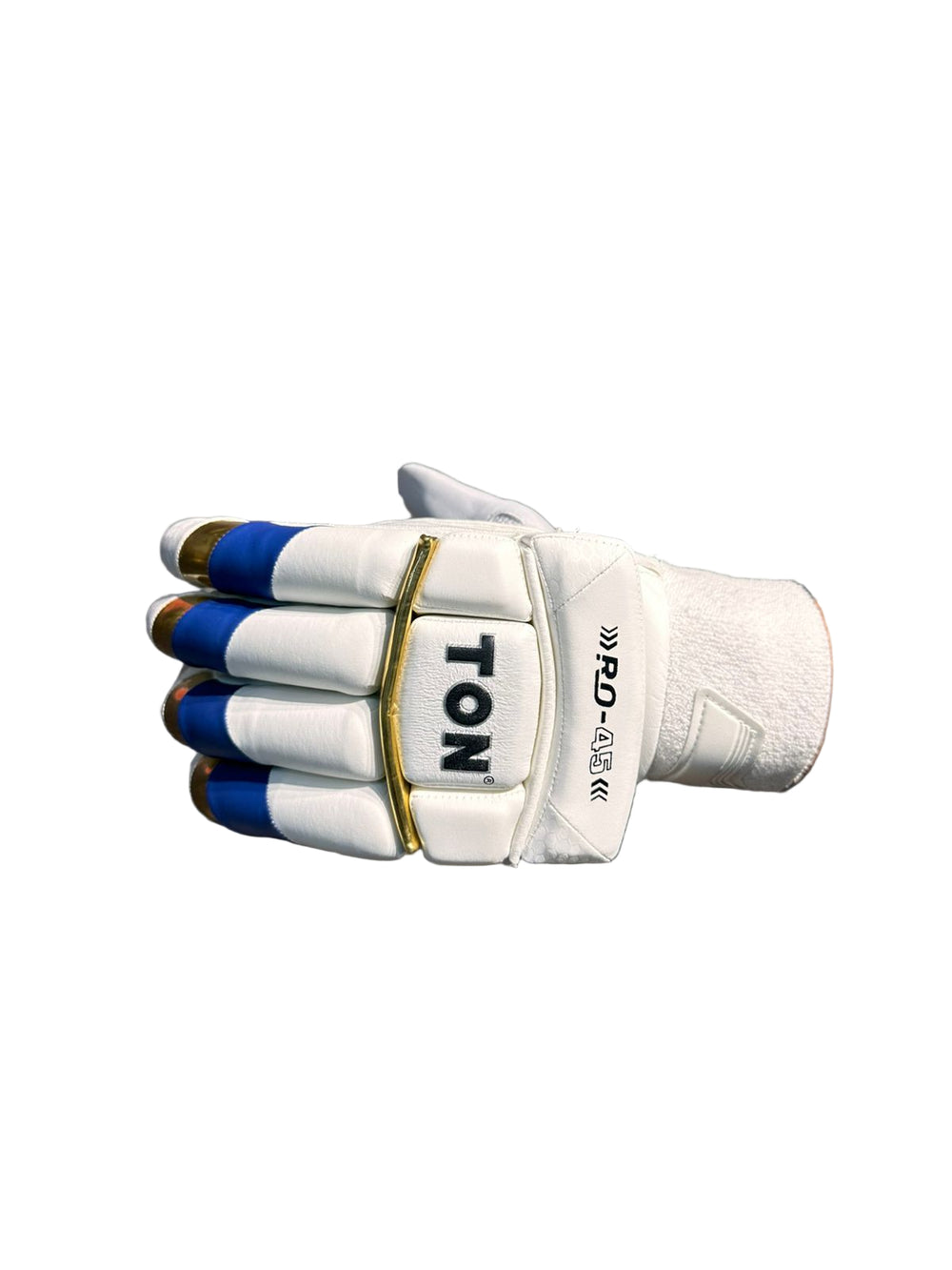 SS Ton RO Rohit Sharma 45 IPL Blue Cricket Batting Gloves Mens Size @ Left Back View