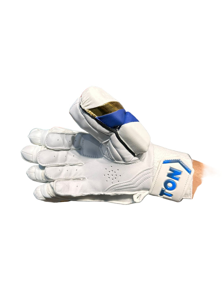 SS Ton RO Rohit Sharma 45 IPL Blue Cricket Batting Gloves Mens Size @ Right Front View