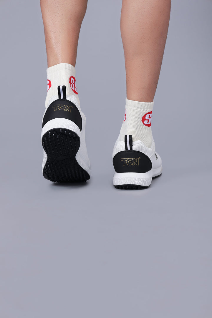 SS White Edition Rubber Cricket Shoes @ Back View 5