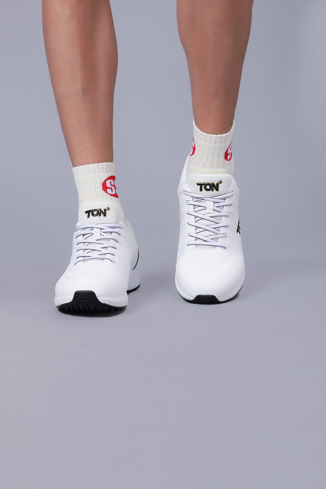 SS White Edition Rubber Cricket Shoes @ Front View 4